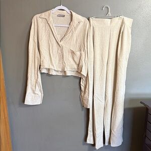 Stylish Beige Women's Pantsuit